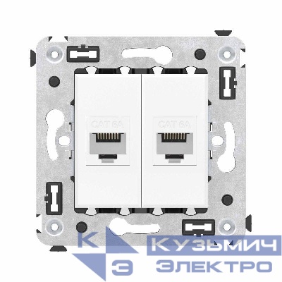 Розетка компьютерная 2-м СП Avanti "Белое облако" RJ45 кат.6A без шторок механизм DKC 4400674