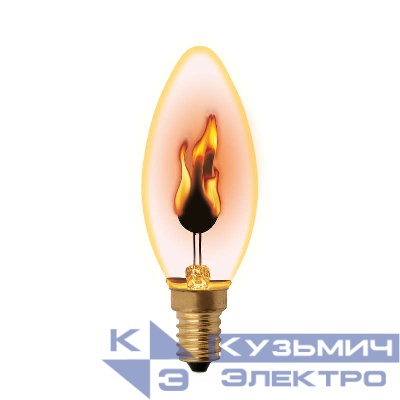 Лампа декоративная IL-N-C35-3/RED-FLAME/E14/CL с типом свечения "эффект пламени" форма "свеча" прозр. упак. картон Uniel UL-00002981