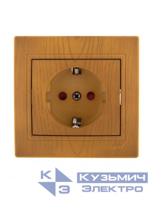 Розетка 1-м СП Mira 16А IP20 с заземл. защ. шторки керамика ольха LEZARD 701-0701-124