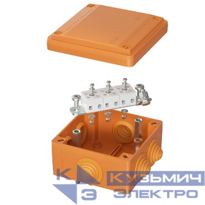 Коробка ответвительная FS 100х100х50мм IP55 5п 450В 10А 6кв.мм с кабельными вводами и клеммниками пластик. DKC FSB11506