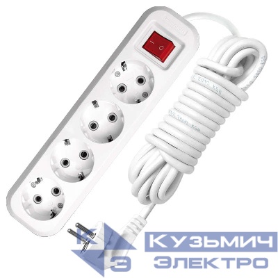 Удлинитель 4х7м с заземл. 10А IP20 S-304 ПВС 3х1 с выкл. UNIVersal 9631992