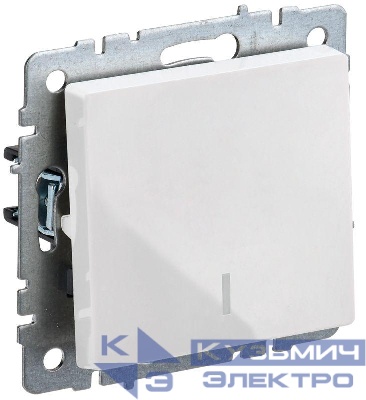 Выключатель 1-кл. СП BRITE ВС10-1-1-БрБ 10А с индик. механизм бел. IEK BR-V10-1-10-K01