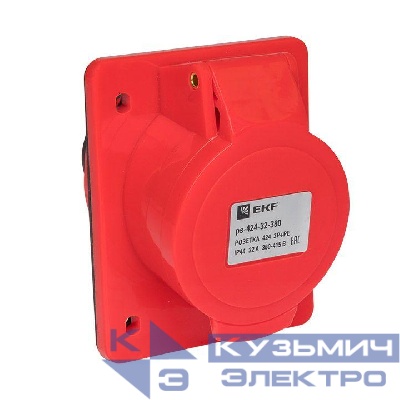 Розетка скрыт. уст. 32А 380В 3P+E IP44 (424) EKF ps-424-32-380