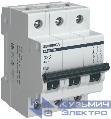Выключатель автоматический модульный 3п B 25А 4.5кА ВА47-29М GENERICA MVA21-3-025-B-G