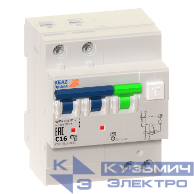 Выключатель автоматический дифференциального тока 2п C 25А 30мА тип A 6кА OptiDin VD63 УХЛ4 КЭАЗ 103455