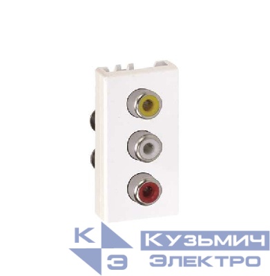 Плата с разъемом аудио-видео RCA 3 выхода винты 225х45мм графит Simon Connect K105B-14