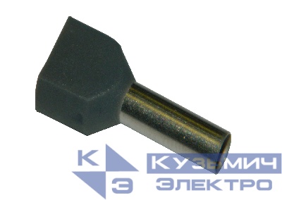 Штыревой втулочный кабельный наконечник TE 4012 (НШВИ F=12мм) 2х4мм2, изолированный, серый, 100шт., NETKO Optima