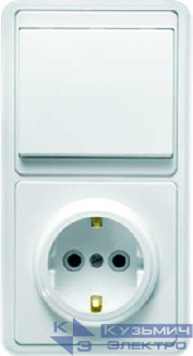 Блок БКВР-031 Бэлла (1-кл. выкл. + розетка с заземл.) бел. Кунцево 5819