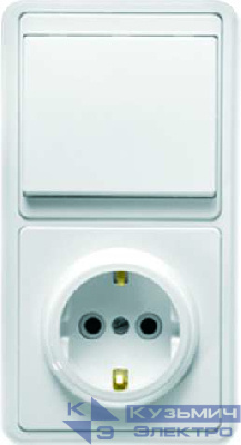 Блок БКВР-031 Бэлла (1-кл. выкл. + розетка с заземл.) бел. Кунцево 5819