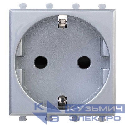 Розетка 1-м 2мод. Avanti "Закаленная сталь" 16А 2P+E защ. шторки сер. DKC 4404002