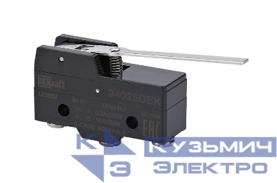 Выключатель концевой 1НО1НЗ миниатюрный шарнирн. длиннорычажного типа DEKraft 34025DEK