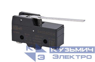 Выключатель концевой 1НО1НЗ миниатюрный шарнирн. длиннорычажного типа DEKraft 34025DEK