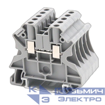 Клемма проходная винтовой зажим 2 точки подключения 4кв.мм сер. DKC TUR-4