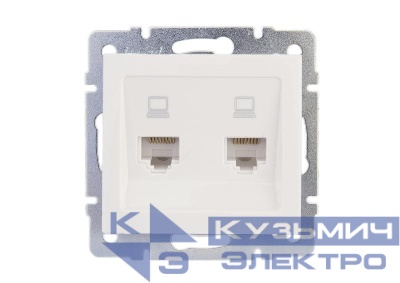 Розетка компьютерная 2-м Rain RJ45 механизм бел. LEZARD 703-0288-141