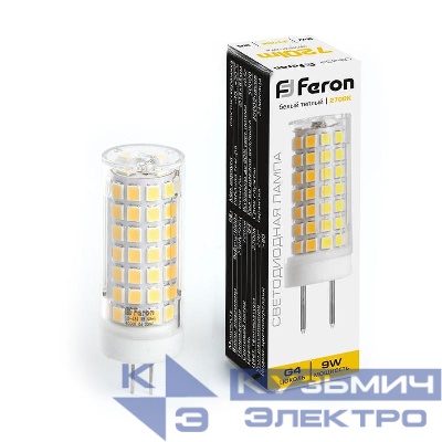 Лампа светодиодная LB-434 9Вт JCD 2700К G4 230В FERON 38143