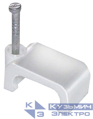 Скоба крепежная плоская с гвоздем d7мм пластик. (уп.100шт) IEK USK21-07-100