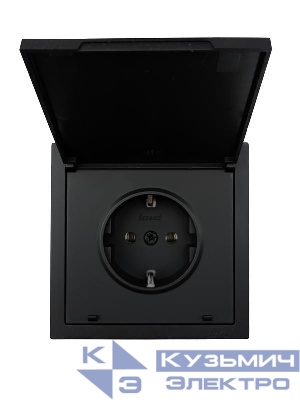 Розетка 1-мест. с/з с крышкой ПБТ СП ZIMA IP20 16А безвинт. зажим черн. бархат LEZARD 704-4288-123BQC