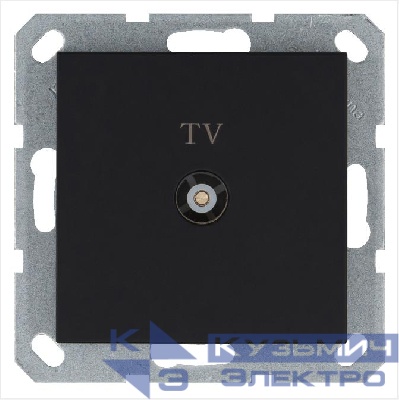 Розетка телевизионная оконечная TV Ф9.5мм механизм черн. матов. soft touch Jasmart G6001PB