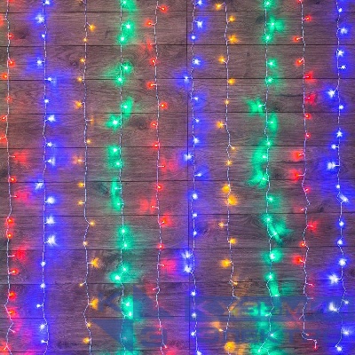 Гирлянда светодиодная "Светодиодный Дождь" 1.5х1.5м LED мультиколор свечение с динамикой провод прозр. 230В Neon-Night 235-019