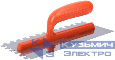 Гладилка нержавеющая с пластик. ручкой 280х130мм зубчатая 10х10мм FIT 05170