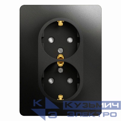 Розетка 2-м Glossa 16А с заземл. защ. шторки в сборе антрацит SE GSL000726