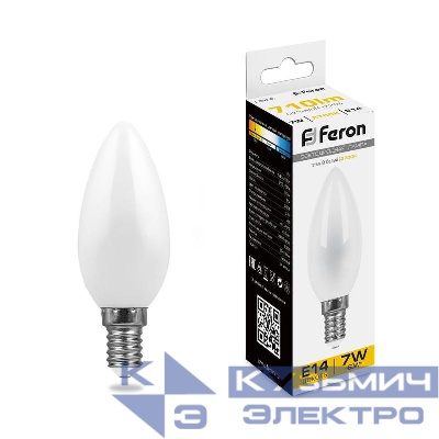 Лампа светодиодная LB-66 7Вт матовая 2700К E14 230В FERON 25785