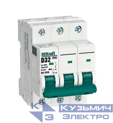 Выключатель автоматический модульный 3п D 32А 6кА ВА-103M без теплозащиты DEKraft 12559DEK