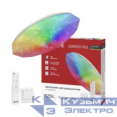 Светильник светодиодный COMFORT DIAMOND-RGB 125Вт 3000-6500К 10000лм 230В 500х105мм с пультом ДУ IN HOME 4690612058887