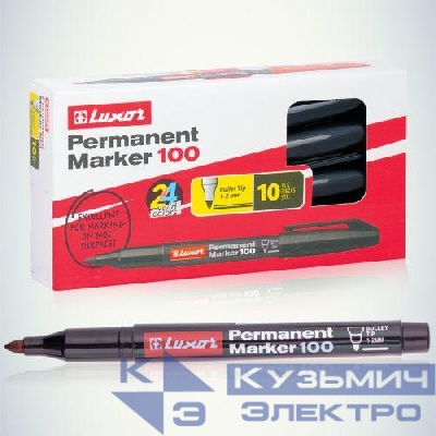 Маркер перманентный пулевидный 1-2мм черн. Luxor Б0048244