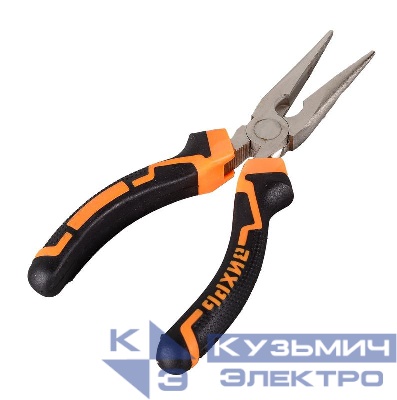 Длинногубцы прямые 160мм никелированные двухкомпонентн. рукоятки Вихрь 73/6/3/10