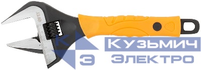 Ключ разводной "Эталон" CrV узкие губки шкала экстра увелич. захват прорезин. ручка 250мм 50мм FIT 70197