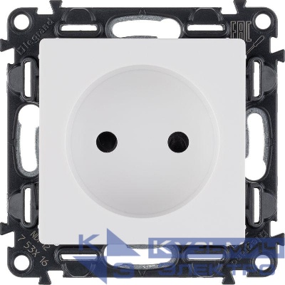 Розетка 1-м СП Valena Life 16А IP20 250В 2P защ. шторки безвинтов. клеммы с лицев. панелью механизм бел. Leg 753416