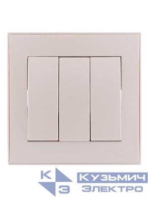 Выключатель 3-кл. СП Rain 10А IP20 жемчуж./бел. метал. LEZARD 703-3030-109