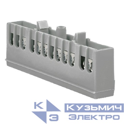 Шина L "фаза" 6х9 12 отверстий серый изолированный корпус на DIN-рейку латунь PROxima EKF sn0-63-12-is