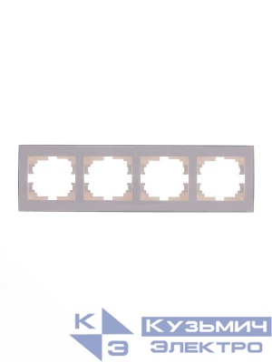 Рамка 4-м Rain горизонт. с хром. боковой вставкой бел. LEZARD 703-0225-149