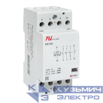 Контактор модульный КМ 25А 3NO+1NC 230В AC (2 мод.) AVERES EKF km-av-2-25-31-230V