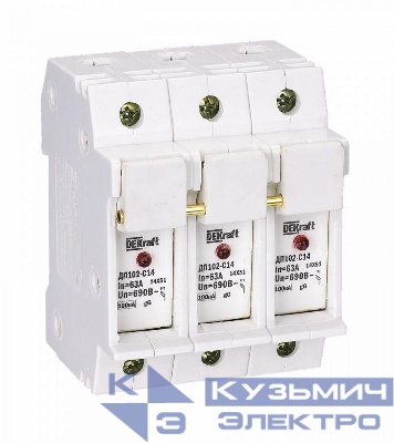 Держатель предохранительного типа C14 ДП102-С14-3P со светодиодной индикацией DEKraft 21388DEK