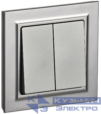 Выключатель 2-кл. СП BRITE ВСР10-2-0-БрС 10А в сборе сталь IEK BR-V20-0-10-K46-F