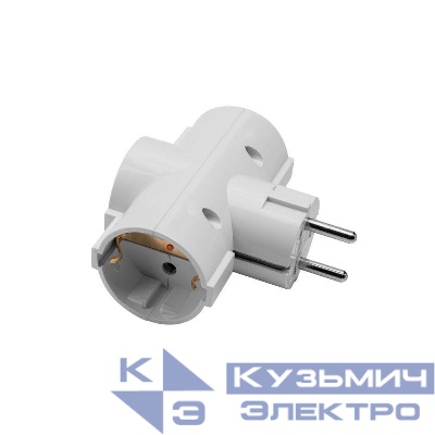 Тройник SA 1/3-Z разветвитель с заземлением 16А бел. Volsten 15942