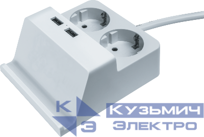 Удлинитель 2х1.5м с заземл. 16А IP20 61 457 NPE-USB03-02-150-E-3х1 2хUSB 2.1А Navigator 61457