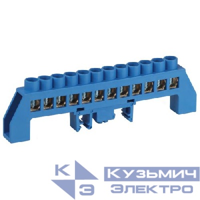 Шина N ноль в комбинированном изоляторе на DIN-рейку ШНИ-8х12-12-Д син. NO-224-112 Эра Б0062972