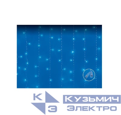 Занавес LED с эффектом мерцания ULD-C3020-240/TTK BLUE IP44 3х2м соед. 240 диодов син. свет провод прозр. Uniel UL-00007215
