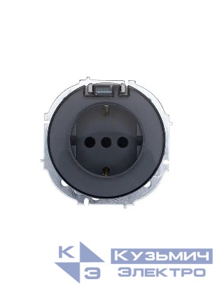 Розетка 1-м СП OSEN с заземл. с крышкой ПБТ механизм сер. матов. LEZARD 743-7488-123B
