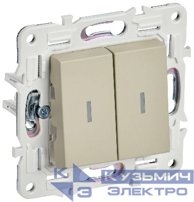 Выключатель проходной 2-кл. SKANDY 10А SK-V10B с индикацией беж. IEK SK-V22-1-10-K10