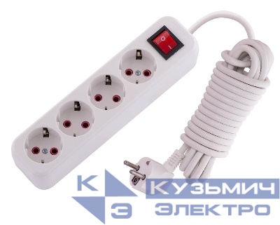 Удлинитель 4х5м с заземл. 16А IP20 Lila с выкл. LEZARD 720-0405-402