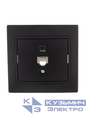 Розетка компьютерная 1-м СП Mira RJ45 черн. бархат LEZARD 701-4242-139