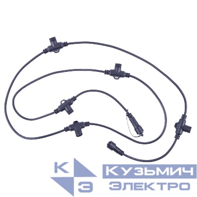 Провод-шина для гирлянд UCX-F90 T05/2M/BK серии F90PRO 2м 5 Т-коннекторов шаг 50см статика/мерцание IP67 черн. Uniel UL-00013221