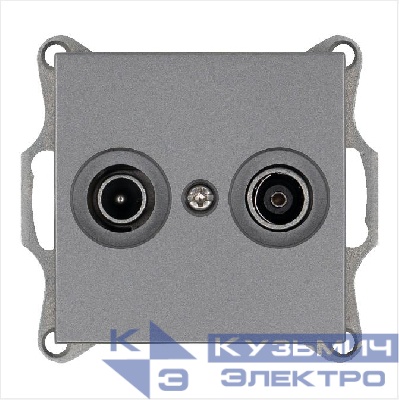 Розетка телевизионная оконечная TV + FM 2-м Ф9.5мм механизм алюм. Jasmart G6204S