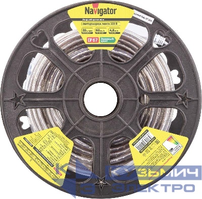 Лента светодиодная 14 514 NLS-3528G60-4.8-IP67-220V (уп.20м) Navigator 14514