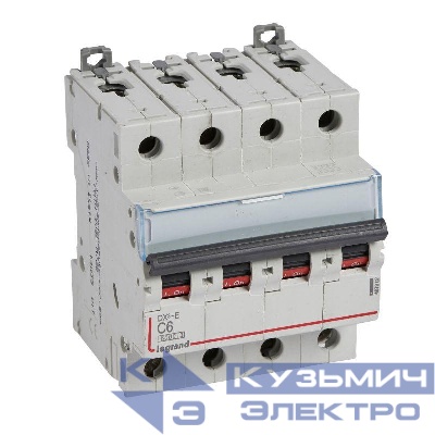 Выключатель автоматический модульный 4п C 6А 6кА DX3-E 6000 4мод. 230/400В Leg 407302